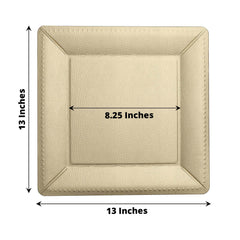 10-Pack Disposable Square Charger Plates in Champagne with Leather Like Texture - 1100GSM Durable Paper Chargers 13"