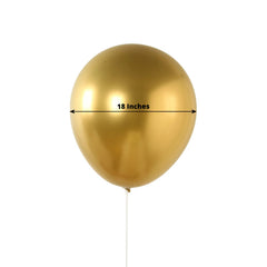 10 Pack Chrome Gold Biodegradable Latex Balloons 18", Thick Eco Friendly Metallic Party Balloons