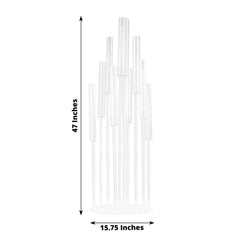 10-Arm Round Cluster Acrylic Candelabra Clear with Circular Base - Stylish Taper Candle Holder Table Centerpiece for Pillar Candles 47"