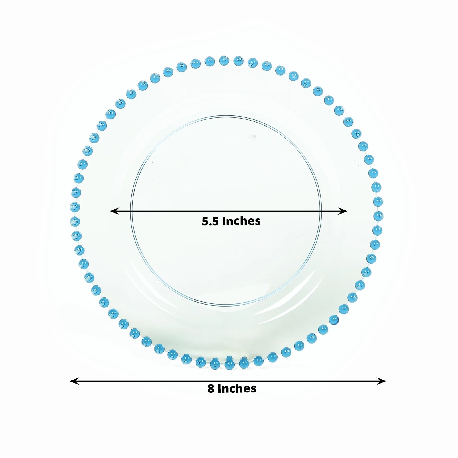 10-Pack Transparent Dusty Blue Plastic Dessert Plates – 8" Round with Beaded Rim, Disposable for Parties & Events