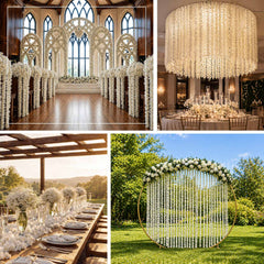 10 Pack White Artificial Wisteria Vines Flower Garlands, Hanging Silk Flowers Wedding Arch Garden Wall Decor - 6.5ft