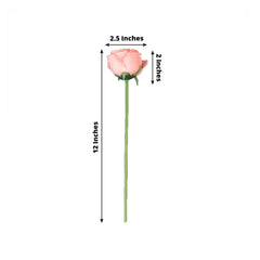 10 Pack 12" Pink Silk Rose Stems, Artificial Flowers for Arrangements and Bouquets
