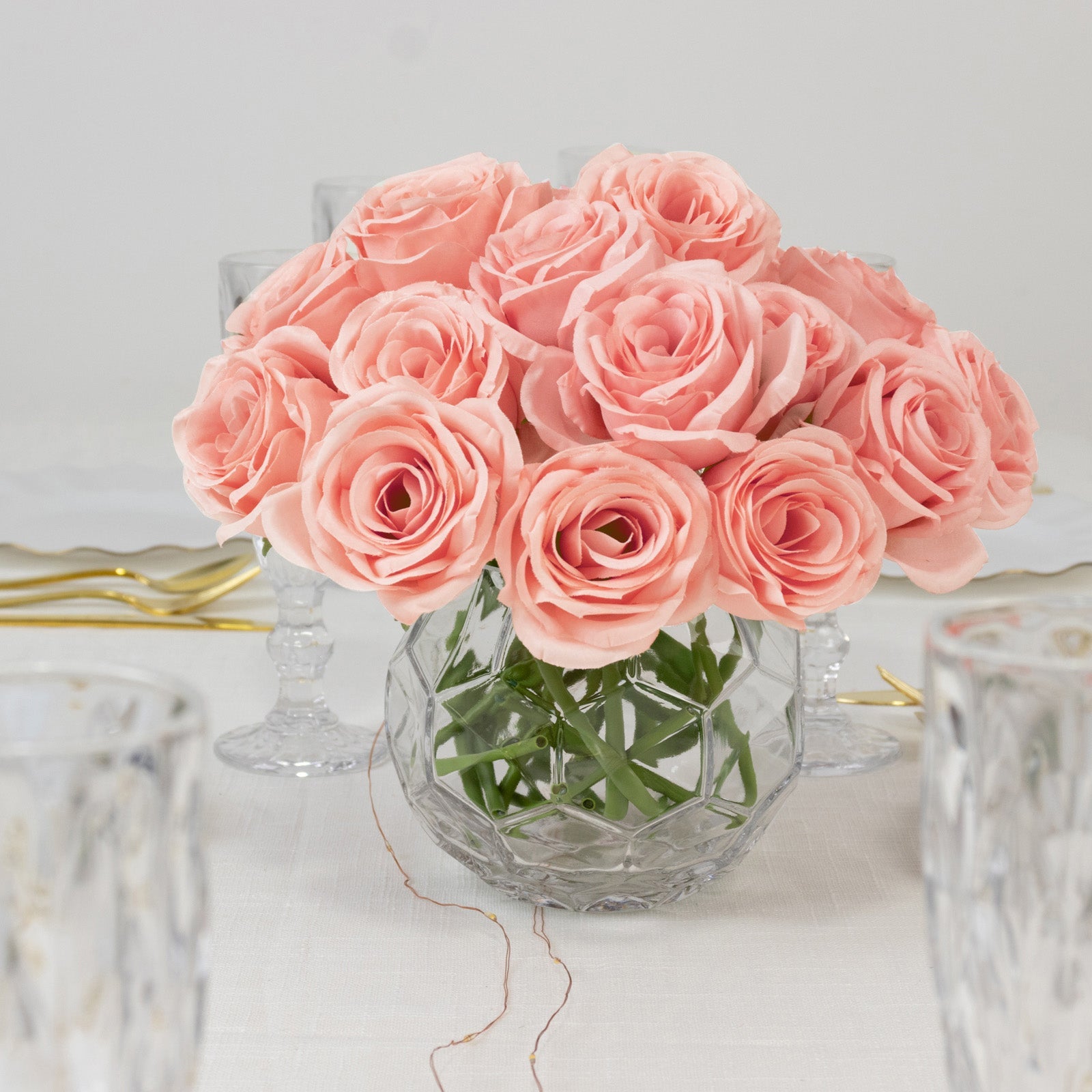 10 Pack 12" Pink Silk Rose Stems, Artificial Flowers for Arrangements and Bouquets