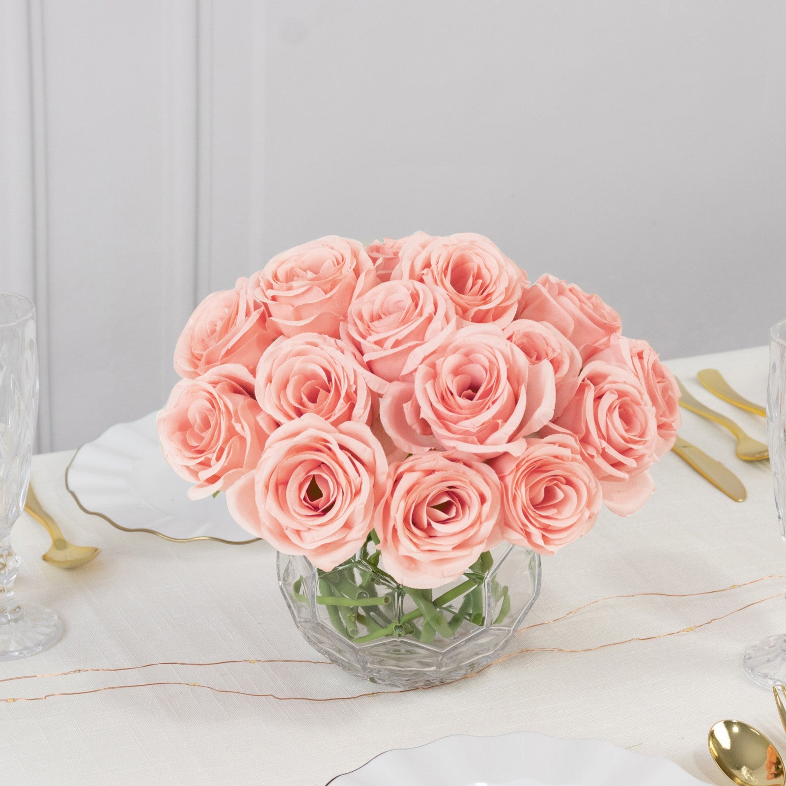 10 Pack 12" Pink Silk Rose Stems, Artificial Flowers for Arrangements and Bouquets