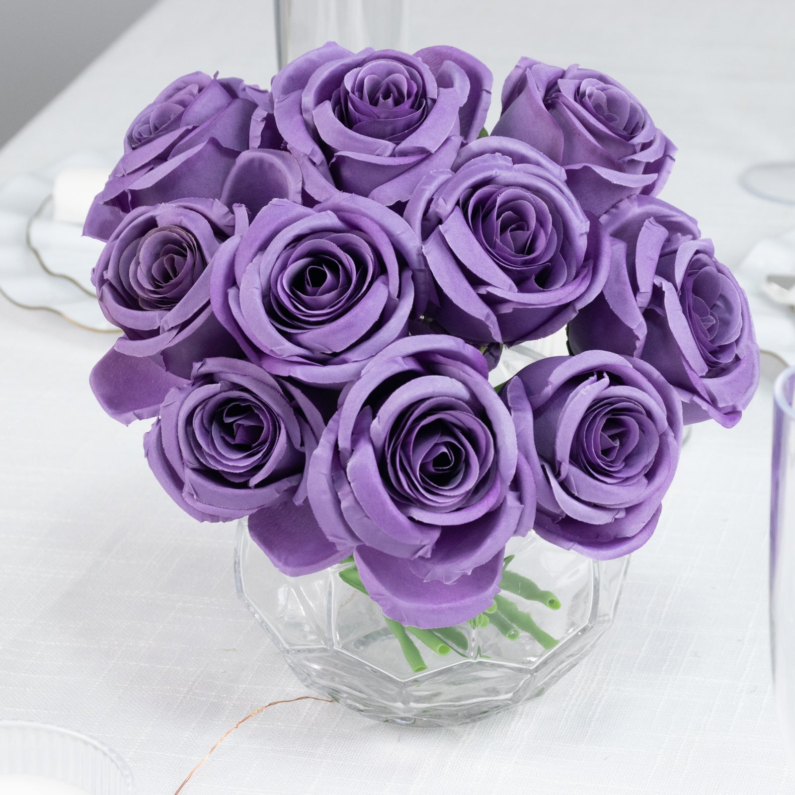10 Pack 12" Purple Silk Rose Stems, Artificial Flowers for Arrangements and Bouquets
