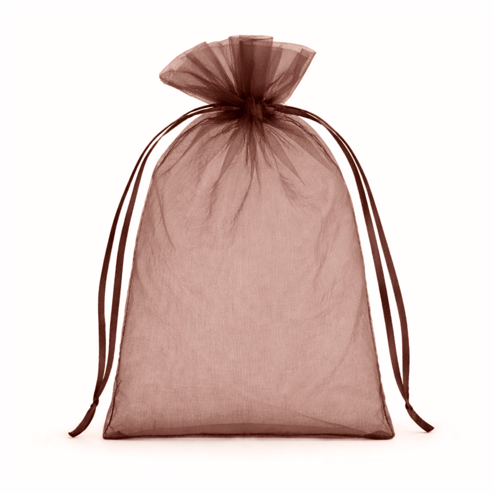 100 Pack Chocolate Organza Gift Bags with Drawstring, 5" x 7" – Wedding Party Favor Bags