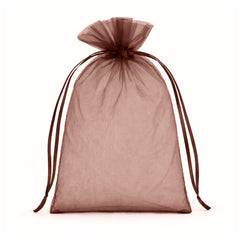 100 Pack Chocolate Organza Gift Bags with Drawstring, 5" x 7" – Wedding Party Favor Bags