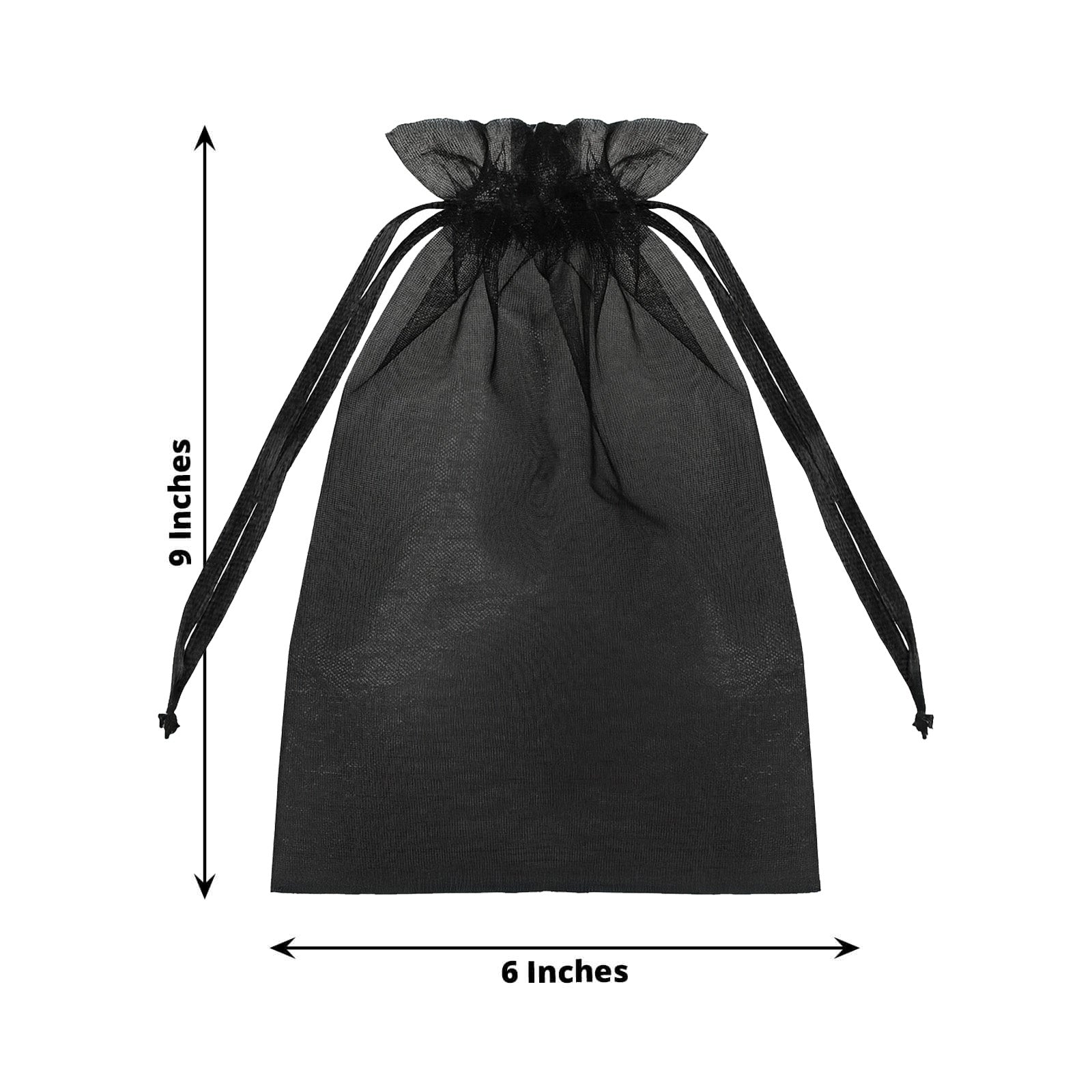 100 Pack Black Organza Gift Bags with Drawstring, 6" x 9" – Wedding Party Favor Bags