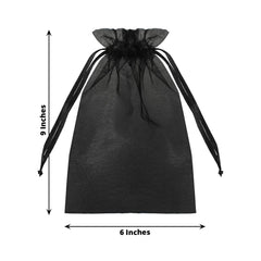 100 Pack Black Organza Gift Bags with Drawstring, 6" x 9" – Wedding Party Favor Bags