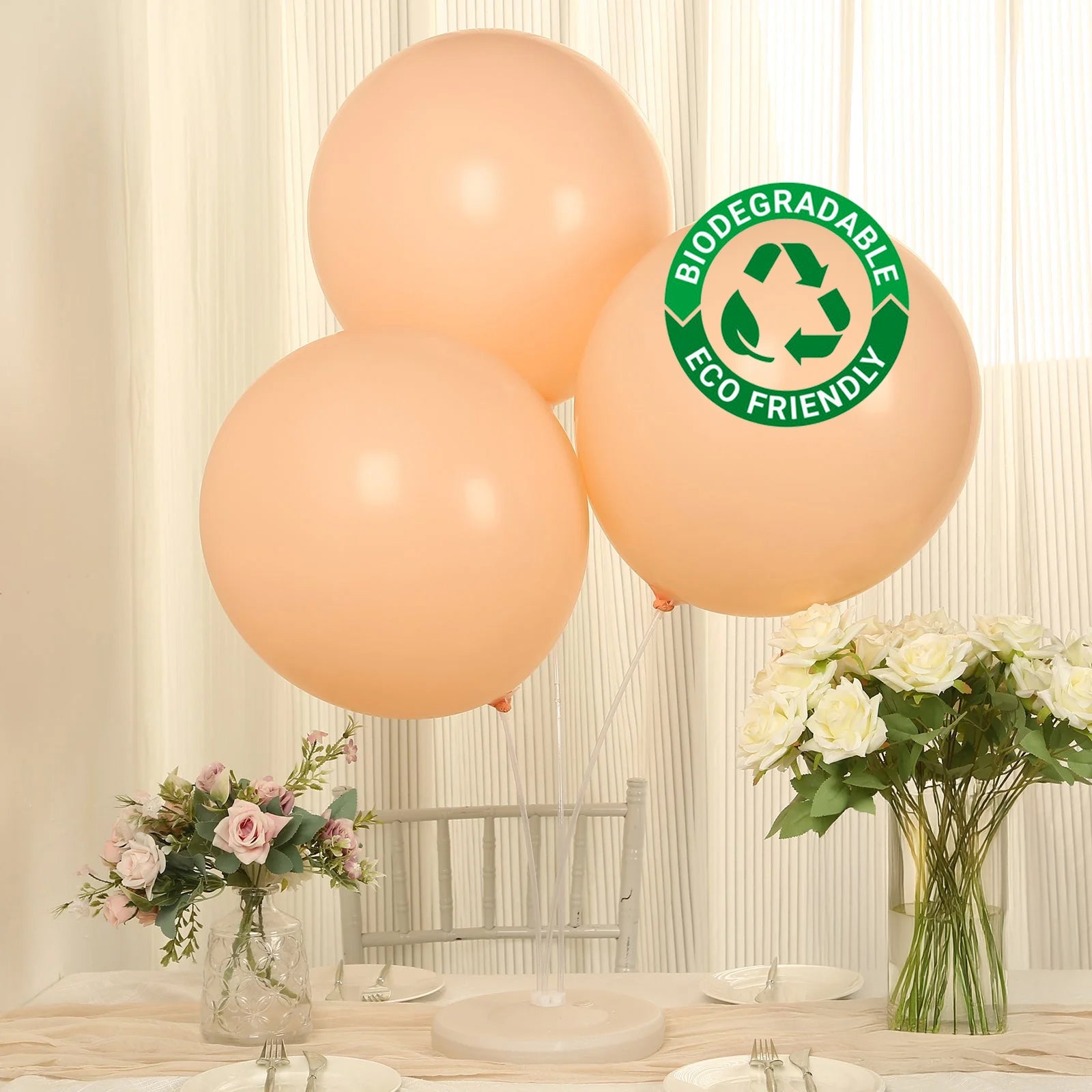 10 Pack Matte Pastel Blush Biodegradable Balloons 18", Round Eco-friendly Thick Latex Party Balloons