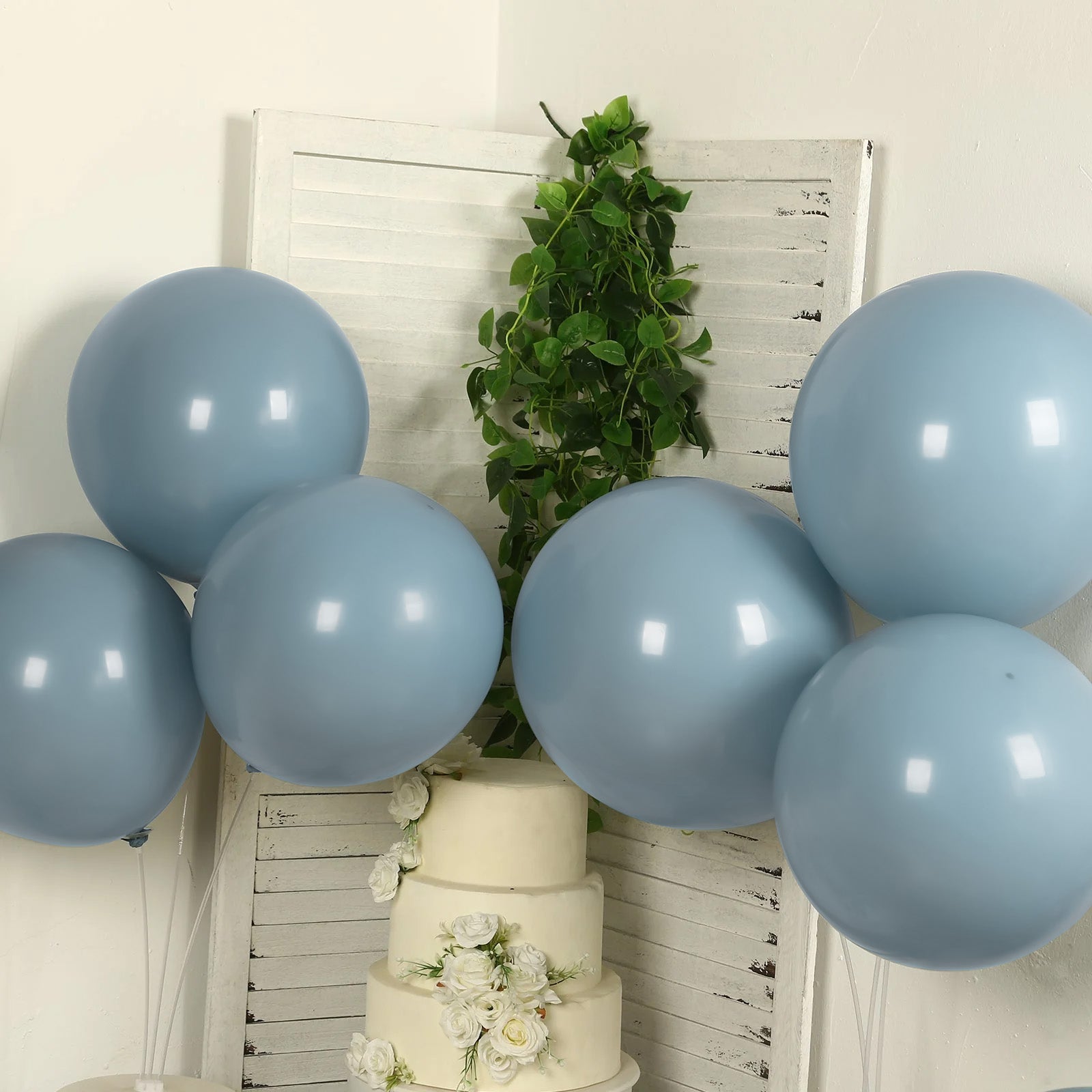10 Pack Matte Pastel Dusty Blue Biodegradable Balloons 18", Round Eco-friendly Thick Latex Party Balloons