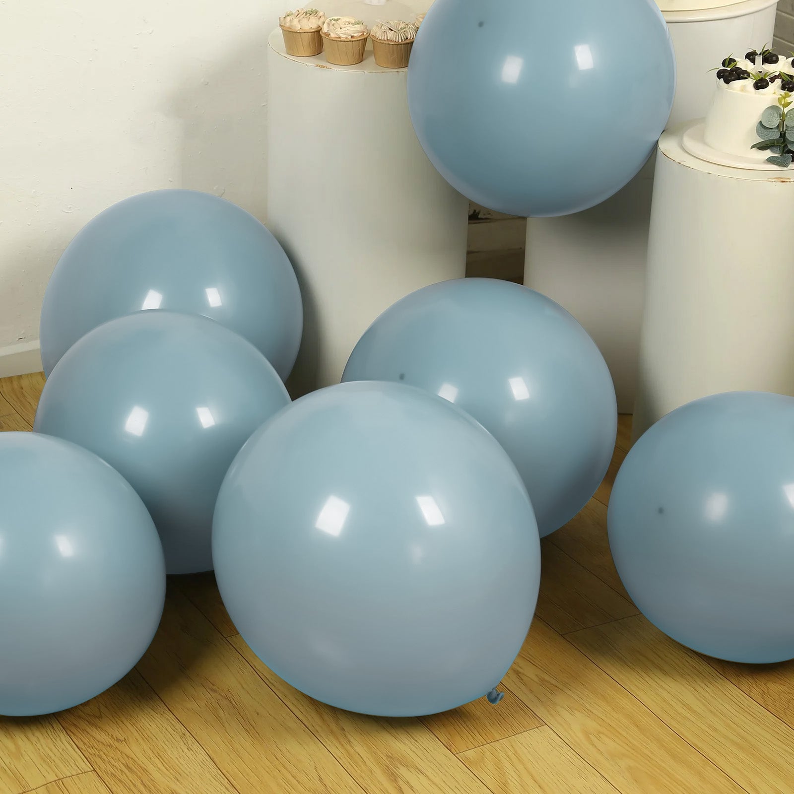 10 Pack Matte Pastel Dusty Blue Biodegradable Balloons 18", Round Eco-friendly Thick Latex Party Balloons