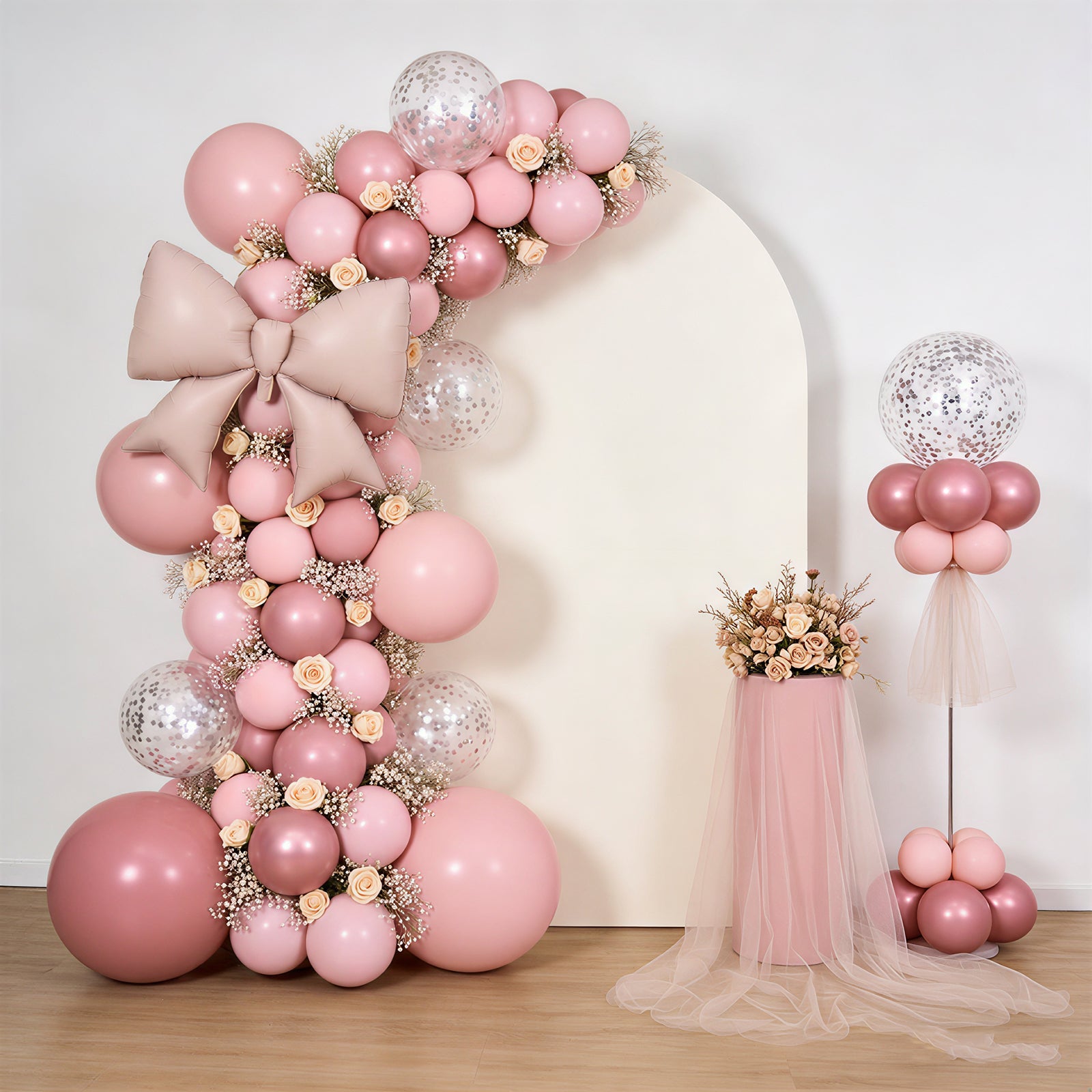 10 Pack Giant Decorative Foil Bow Balloons – Matte Blush Party Balloons for Backdrop, Photo Booth & Event Styling, 29″ x 27″ Inflated