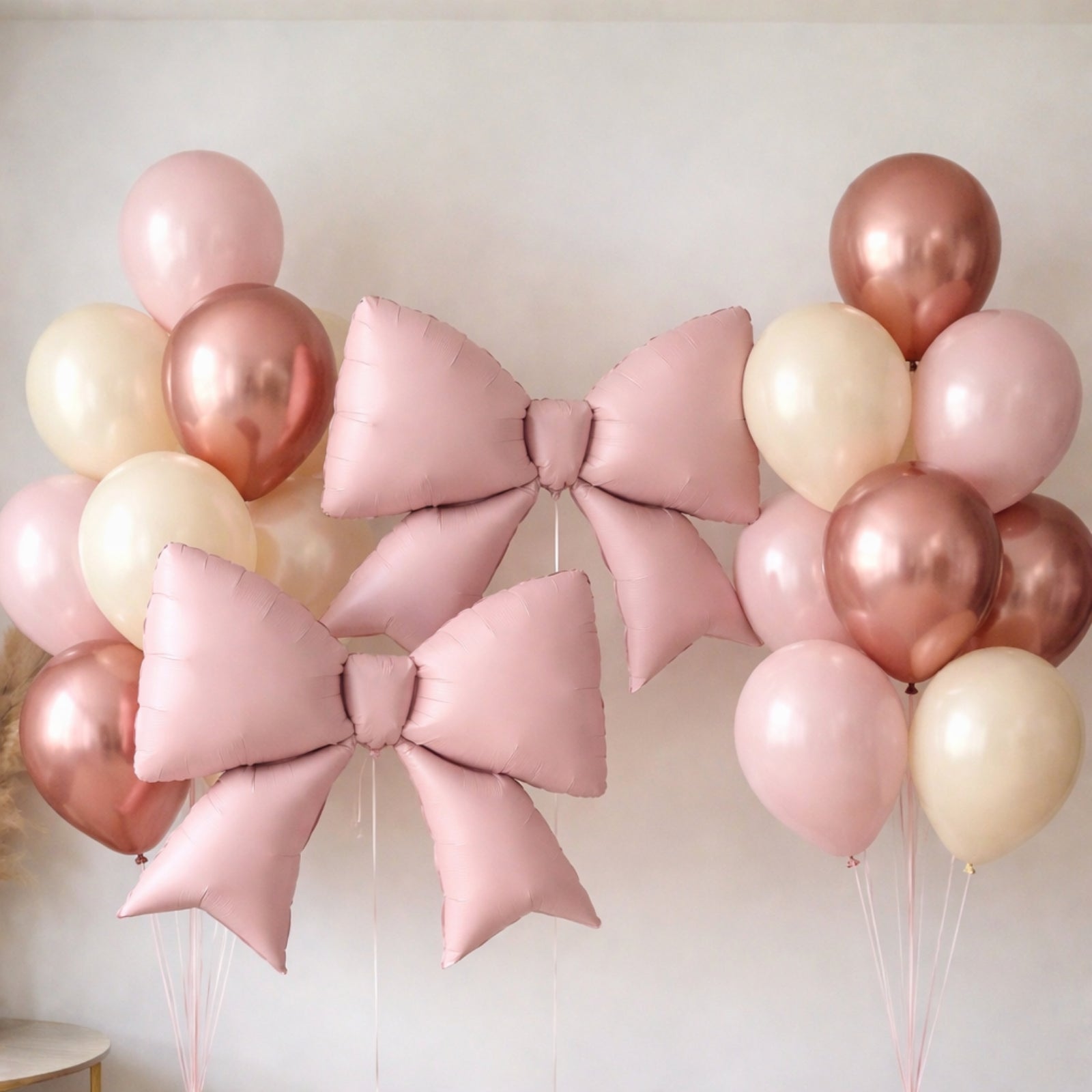 10 Pack Giant Decorative Foil Bow Balloons – Matte Blush Party Balloons for Backdrop, Photo Booth & Event Styling, 29″ x 27″ Inflated