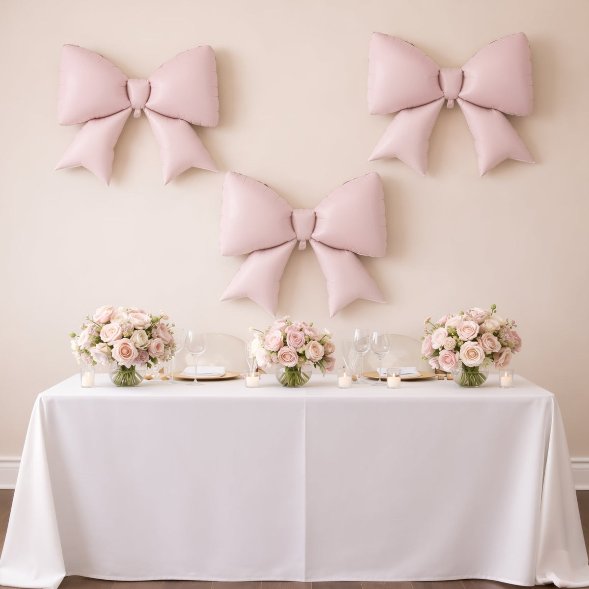 10 Pack Giant Decorative Foil Bow Balloons – Matte Blush Party Balloons for Backdrop, Photo Booth & Event Styling, 29″ x 27″ Inflated