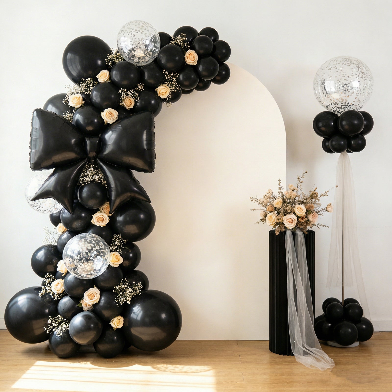 10 Pack Giant Decorative Foil Bow Balloons – Matte Black Party Balloons for Backdrop, Photo Booth & Event Styling, 29″ x 27″ Inflated