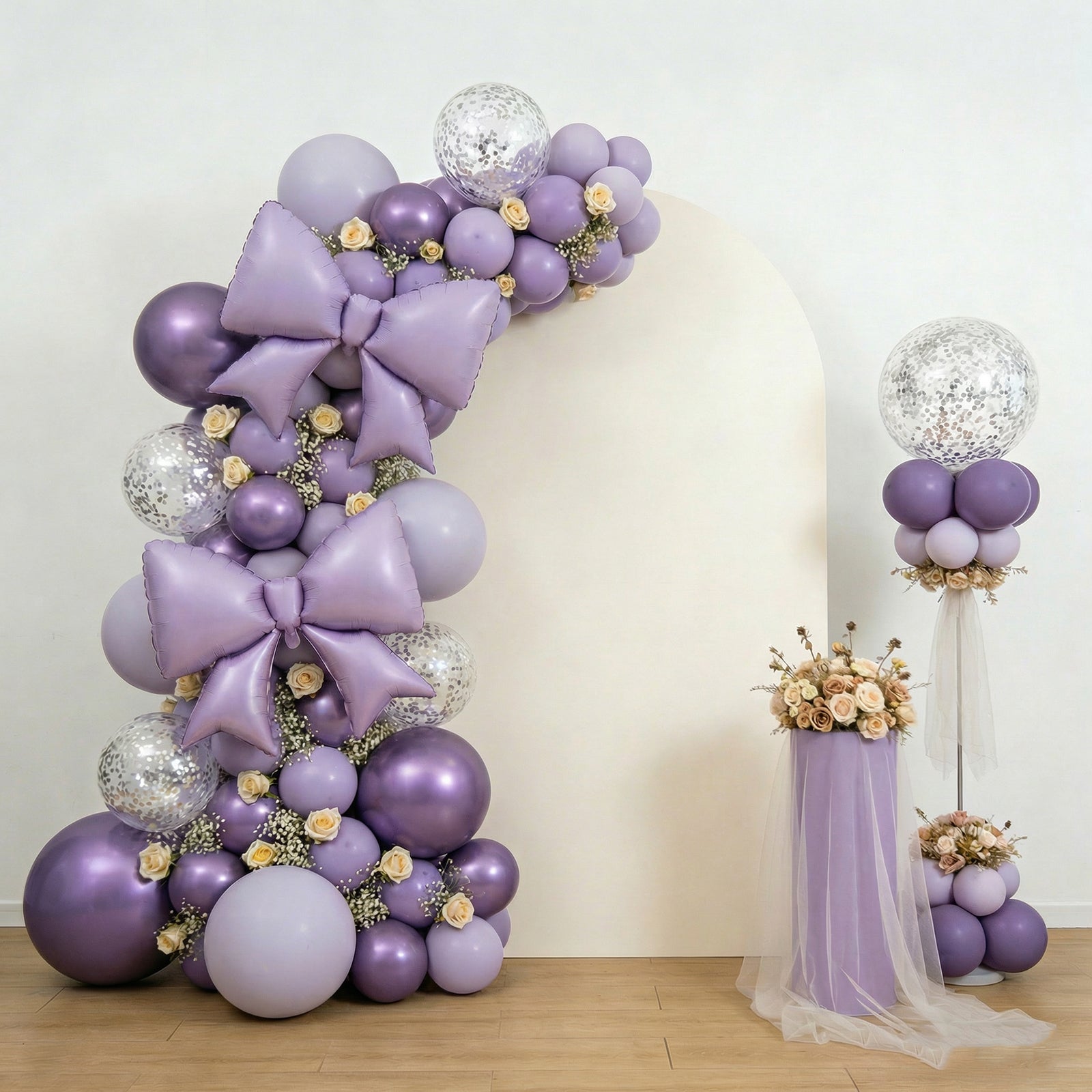 10 Pack Giant Decorative Foil Bow Balloons – Matte Lavender Lilac Party Balloons for Backdrop, Photo Booth & Event Styling, 29″ x 27″ Inflated