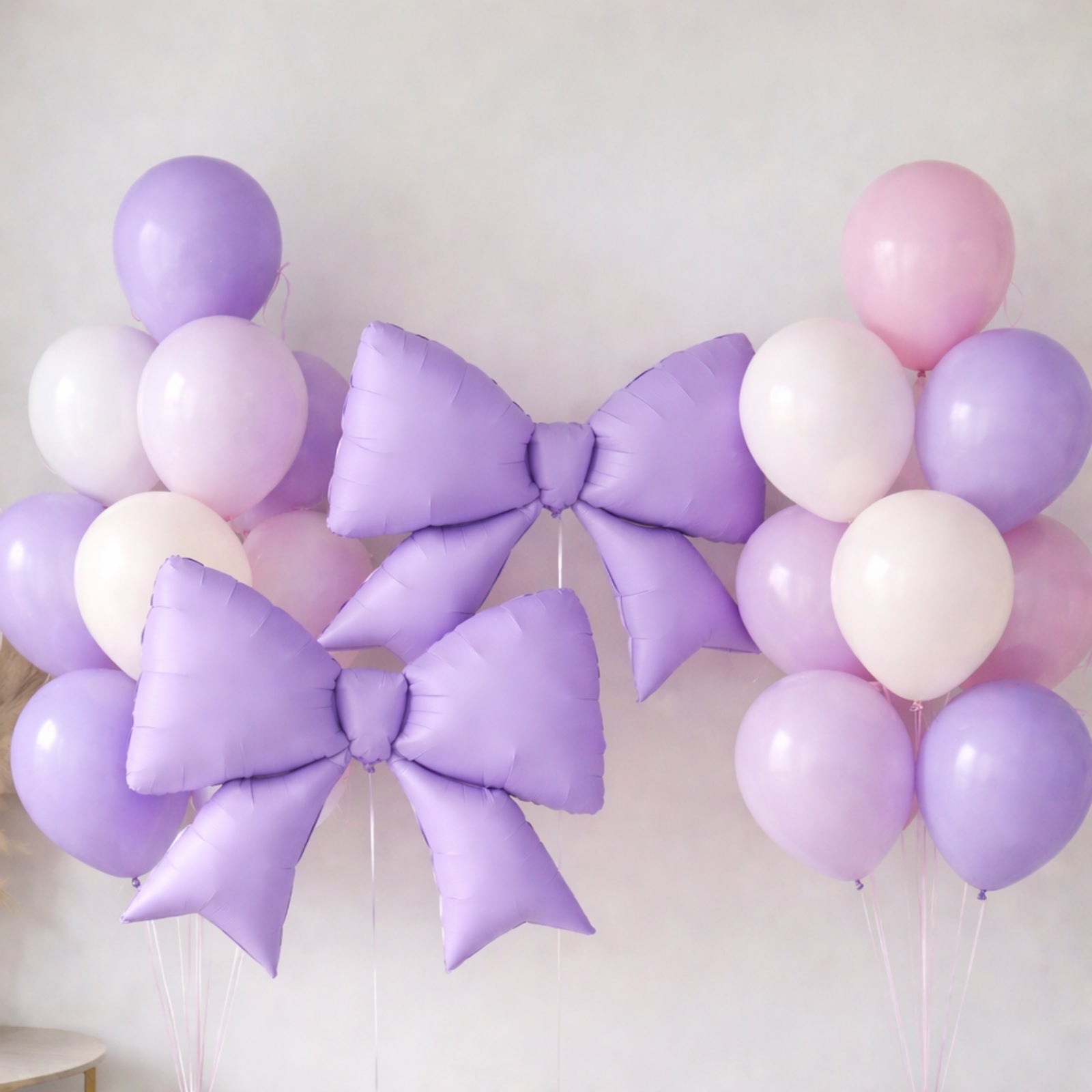 10 Pack Giant Decorative Foil Bow Balloons – Matte Lavender Lilac Party Balloons for Backdrop, Photo Booth & Event Styling, 29″ x 27″ Inflated
