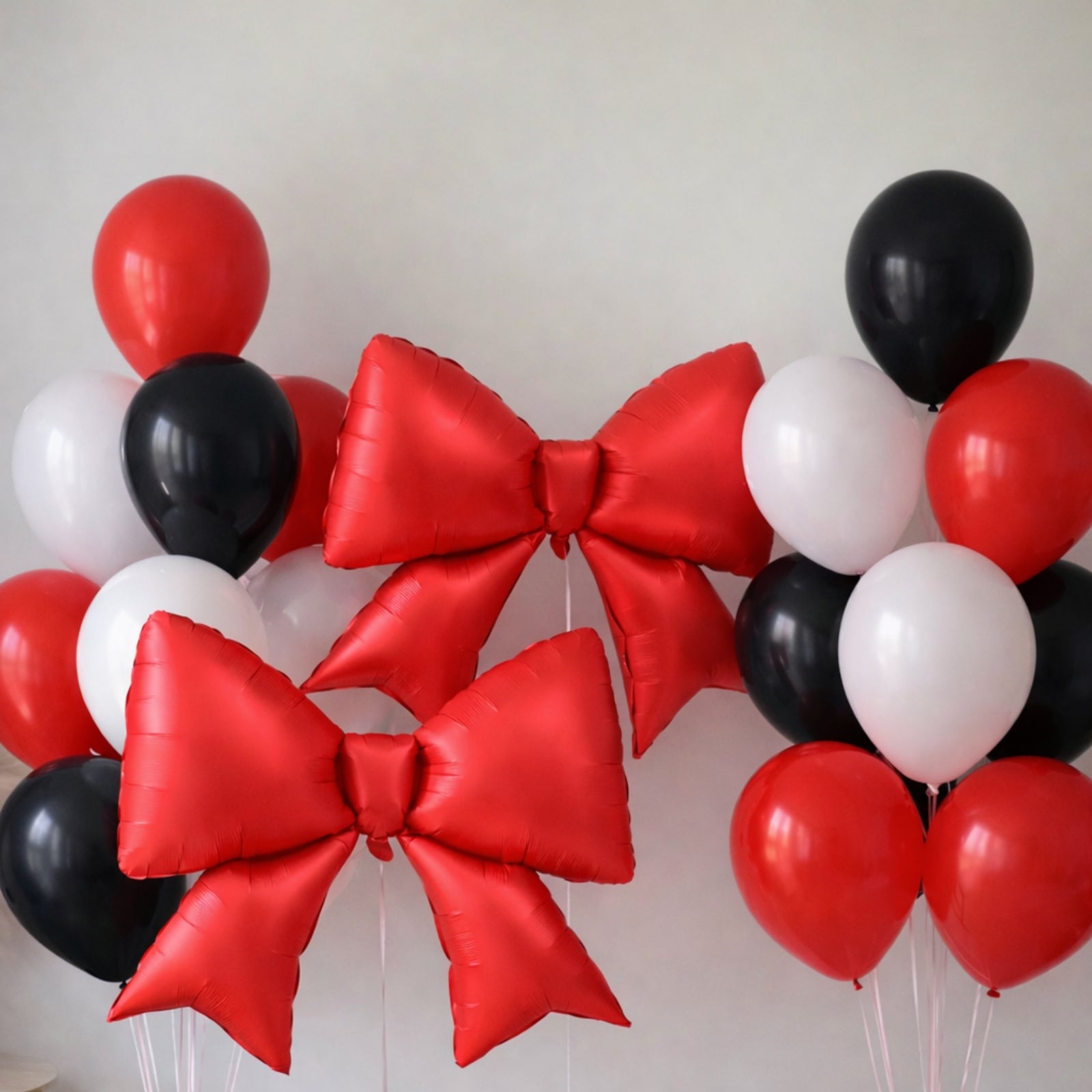10 Pack Giant Decorative Foil Bow Balloons – Matte Red Party Balloons for Backdrop, Photo Booth & Event Styling, 29″ x 27″ Inflated