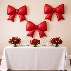 10 Pack Giant Decorative Foil Bow Balloons – Matte Red Party Balloons for Backdrop, Photo Booth & Event Styling, 29″ x 27″ Inflated