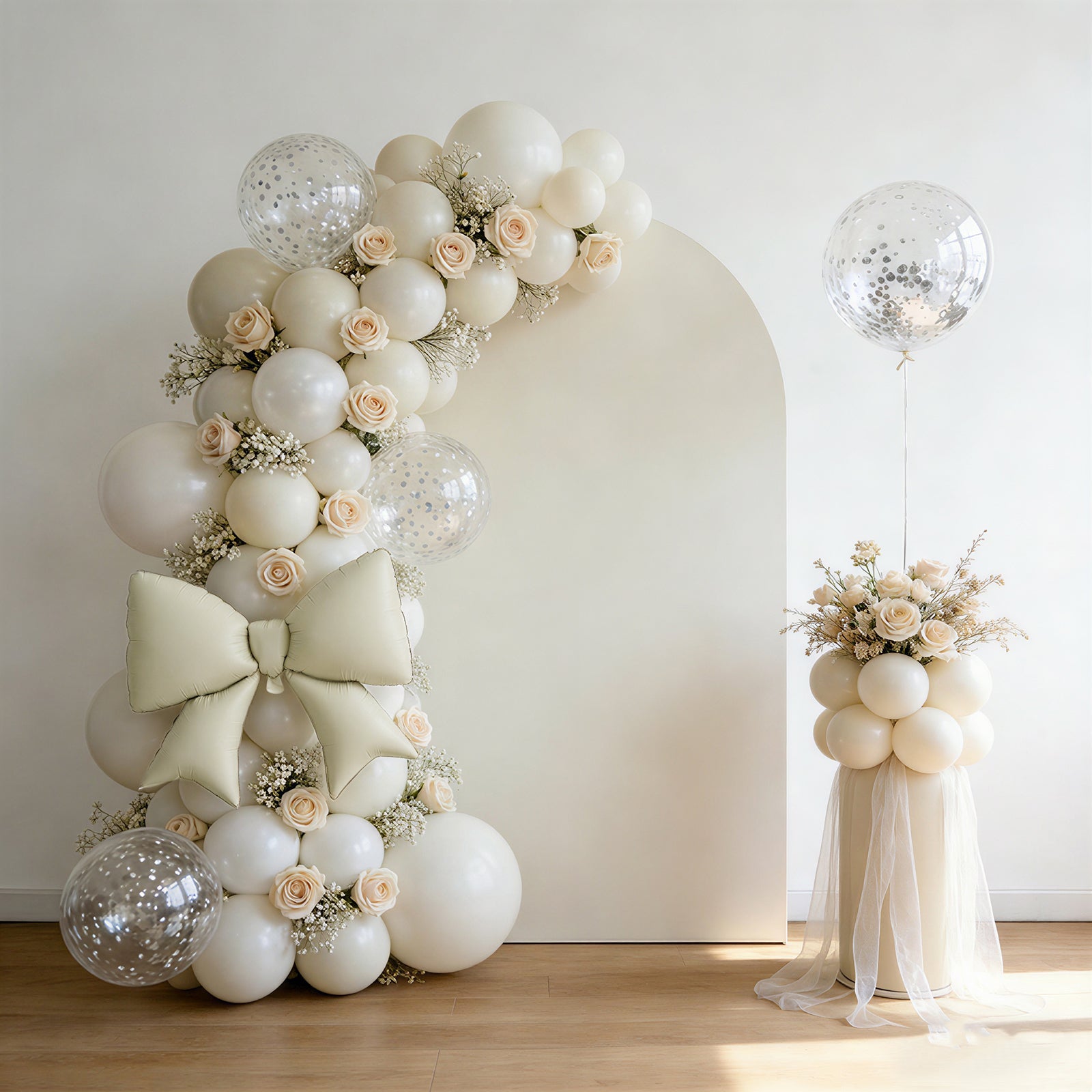 10 Pack Giant Decorative Foil Bow Balloons – Matte White Party Balloons for Backdrop, Photo Booth & Event Styling, 29″ x 27″ Inflated