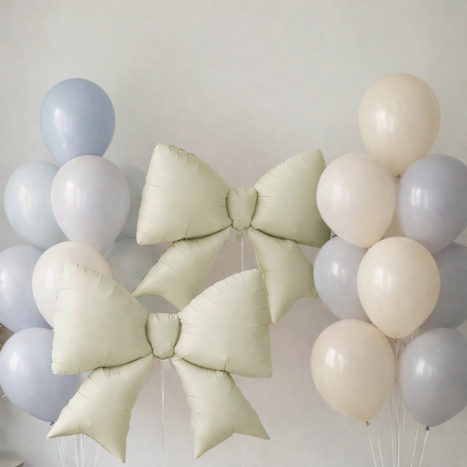 10 Pack Giant Decorative Foil Bow Balloons – Matte White Party Balloons for Backdrop, Photo Booth & Event Styling, 29″ x 27″ Inflated