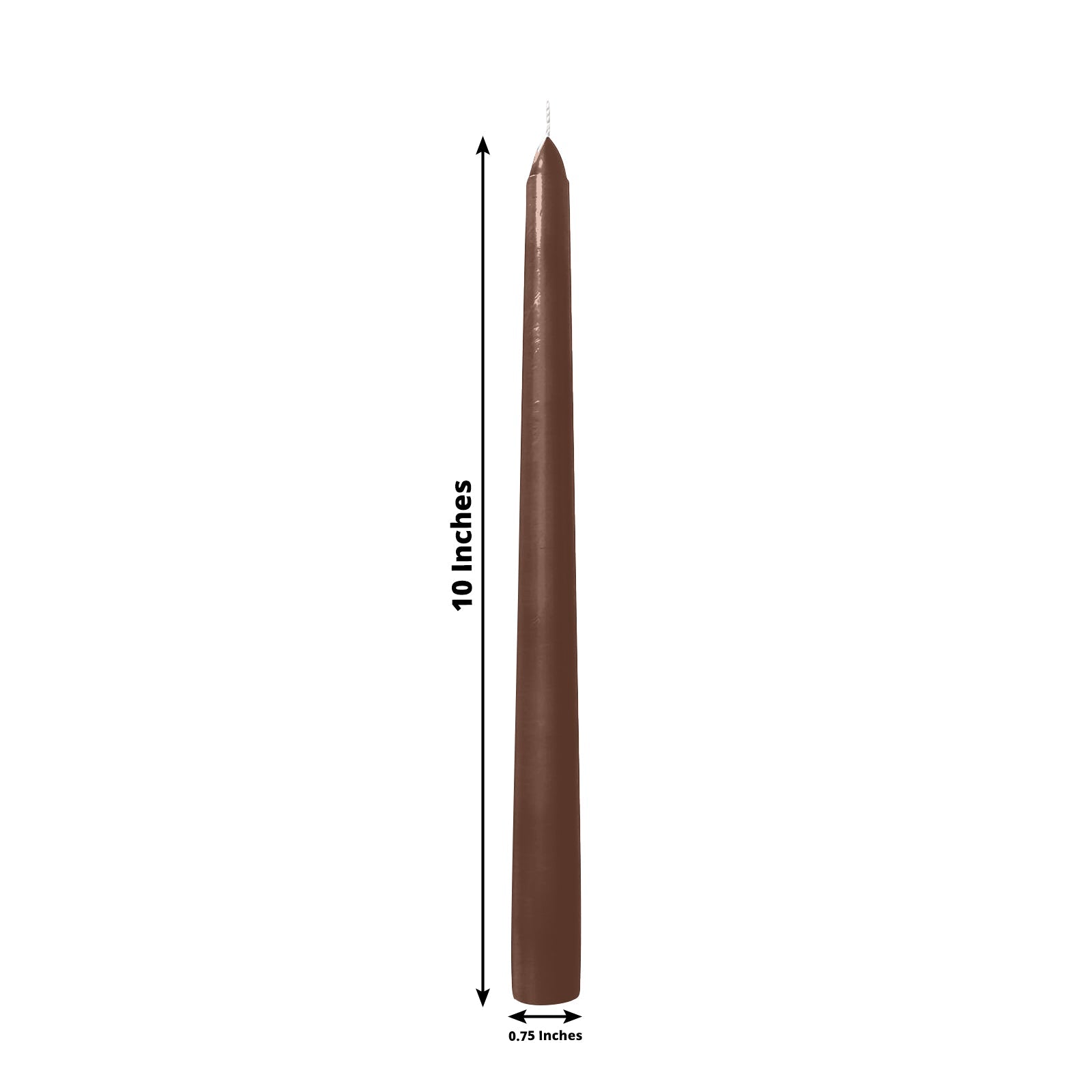 10-Pack Taper Candles Premium Wax Design Cinnamon Brown - Unscented Candles for Upscale Settings 10"