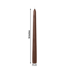10-Pack Taper Candles Premium Wax Design Cinnamon Brown - Unscented Candles for Upscale Settings 10"