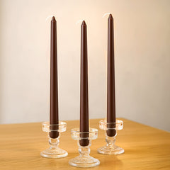 10-Pack Taper Candles Premium Wax Design Cinnamon Brown - Unscented Candles for Upscale Settings 10"