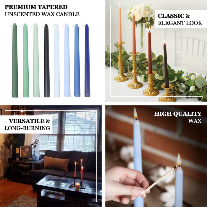 10-Pack Taper Candles Premium Wax Design Cinnamon Brown - Unscented Candles for Upscale Settings 10"