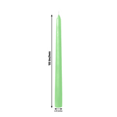 10-Pack Taper Candles Premium Wax Design Apple Green - Unscented Candles for Upscale Settings 10"