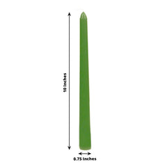 10-Pack Taper Candles Premium Wax Design Green - Unscented Candles for Upscale Settings 10"