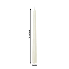 10-Pack Taper Candles Premium Wax Design Ivory - Unscented Candles for Upscale Settings 10"