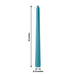 10-Pack Taper Candles Premium Wax Design Blue - Unscented Candles for Upscale Settings 10"