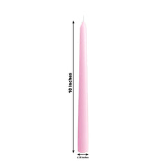 10-Pack Taper Candles Premium Wax Design Pink - Unscented Candles for Upscale Settings 10"