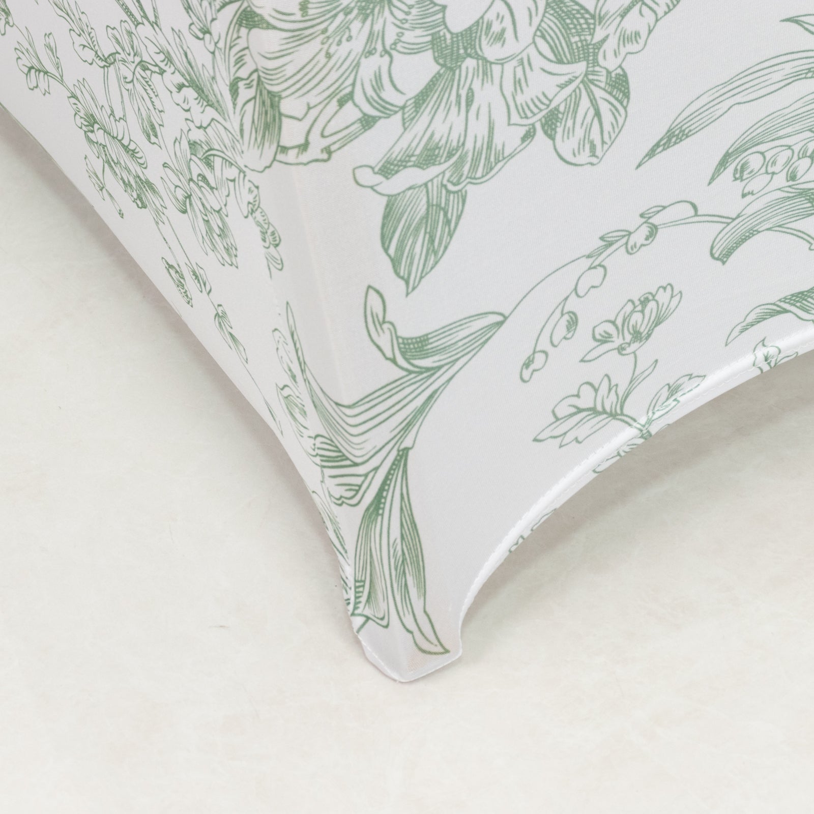 10 Pack Spandex Chair Covers for Banquet Chairs – White Dusty Sage Green French Toile Reusable Stretch Slip-On Floral Covers