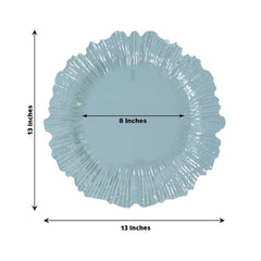 10 Pack Economy Reef Plastic Charger Plates – 13" Dusty Blue Dinner Plate Chargers for Weddings, Parties & Catering