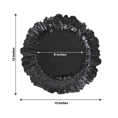 10 Pack Economy Reef Plastic Charger Plates – 13" Black Dinner Plate Chargers for Weddings, Parties & Catering