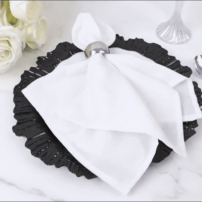 10 Pack Economy Reef Plastic Charger Plates – 13" Black Dinner Plate Chargers for Weddings, Parties & Catering
