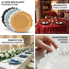10 Pack Economy Reef Plastic Charger Plates – 13" Clear Dinner Plate Chargers for Weddings, Parties & Catering