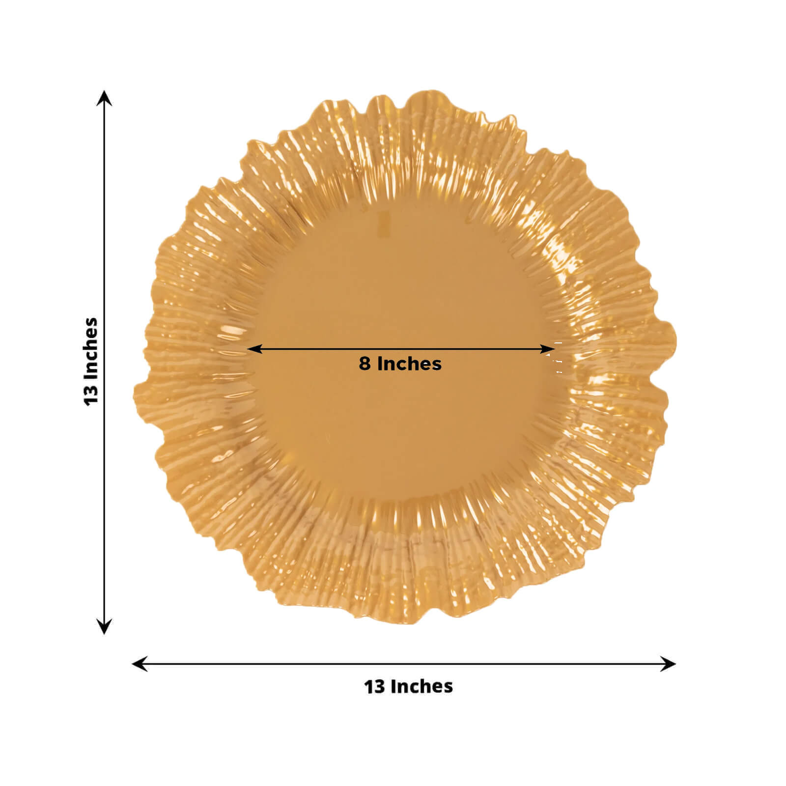 10 Pack Economy Reef Plastic Charger Plates – 13" Gold Dinner Plate Chargers for Weddings, Parties & Catering