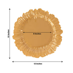 10 Pack Economy Reef Plastic Charger Plates – 13" Gold Dinner Plate Chargers for Weddings, Parties & Catering