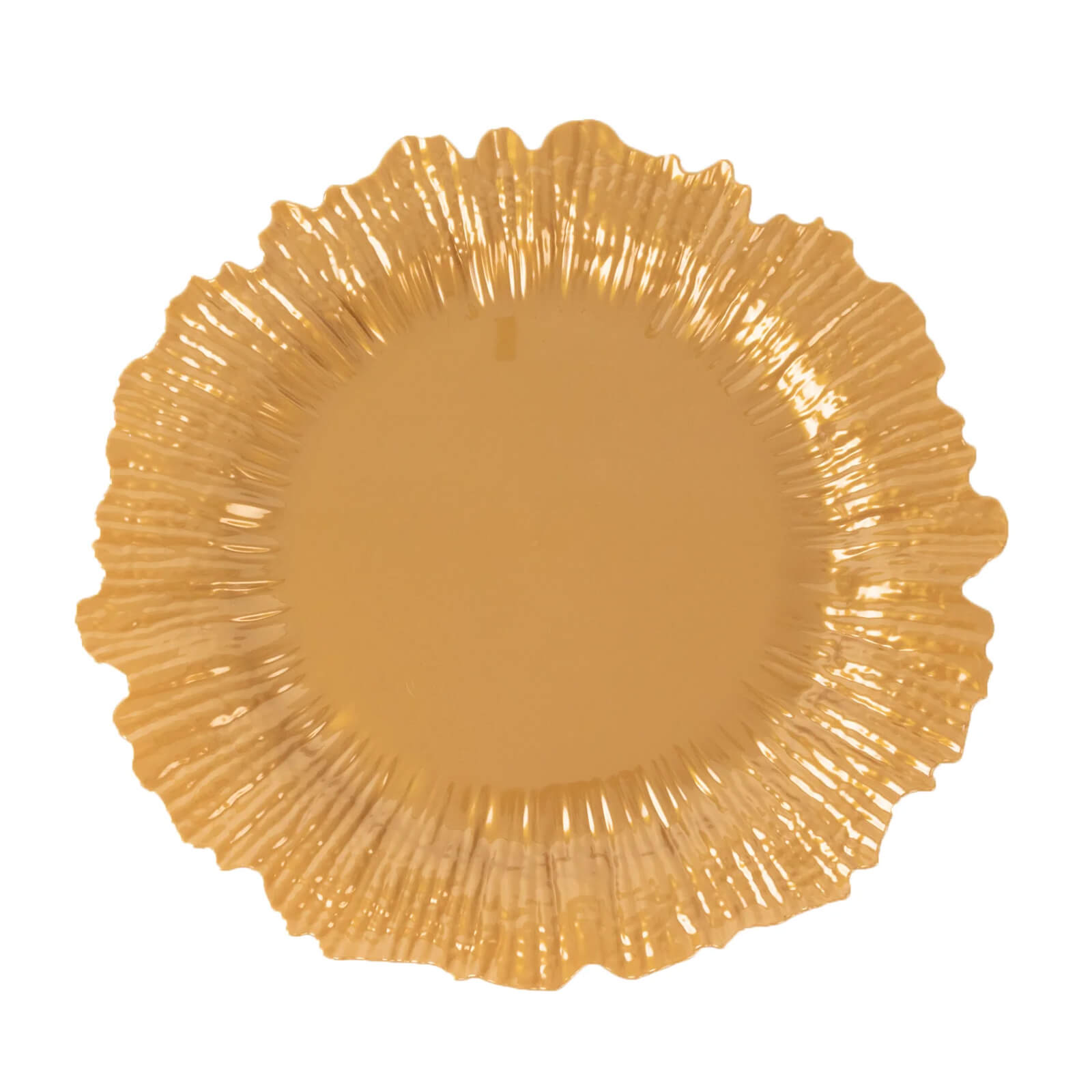 10 Pack Economy Reef Plastic Charger Plates – 13" Gold Dinner Plate Chargers for Weddings, Parties & Catering