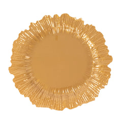 10 Pack Economy Reef Plastic Charger Plates – 13" Gold Dinner Plate Chargers for Weddings, Parties & Catering