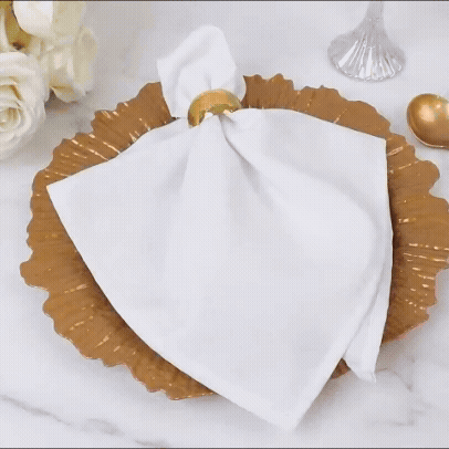 10 Pack Economy Reef Plastic Charger Plates – 13" Gold Dinner Plate Chargers for Weddings, Parties & Catering