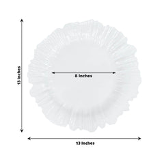 10 Pack Economy Reef Plastic Charger Plates – 13" Pearl White Dinner Plate Chargers for Weddings, Parties & Catering