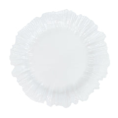 10 Pack Economy Reef Plastic Charger Plates – 13" Pearl White Dinner Plate Chargers for Weddings, Parties & Catering