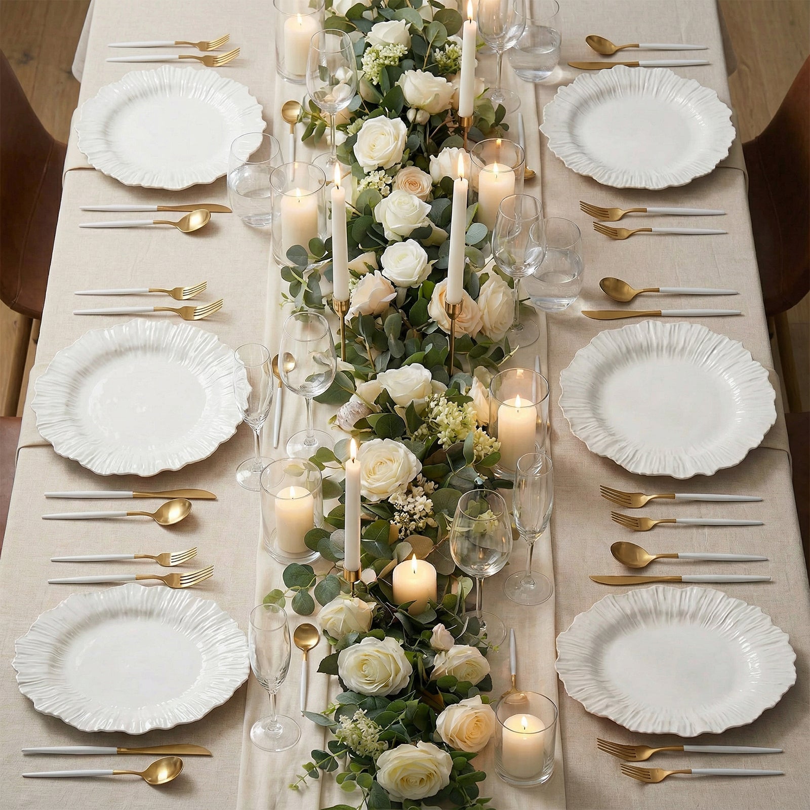 10 Pack Economy Reef Plastic Charger Plates – 13" Pearl White Dinner Plate Chargers for Weddings, Parties & Catering
