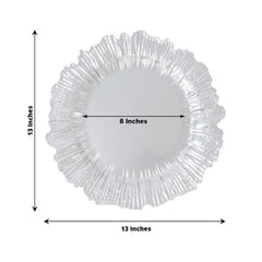 10 Pack Economy Reef Plastic Charger Plates – 13" Silver Dinner Plate Chargers for Weddings, Parties & Catering
