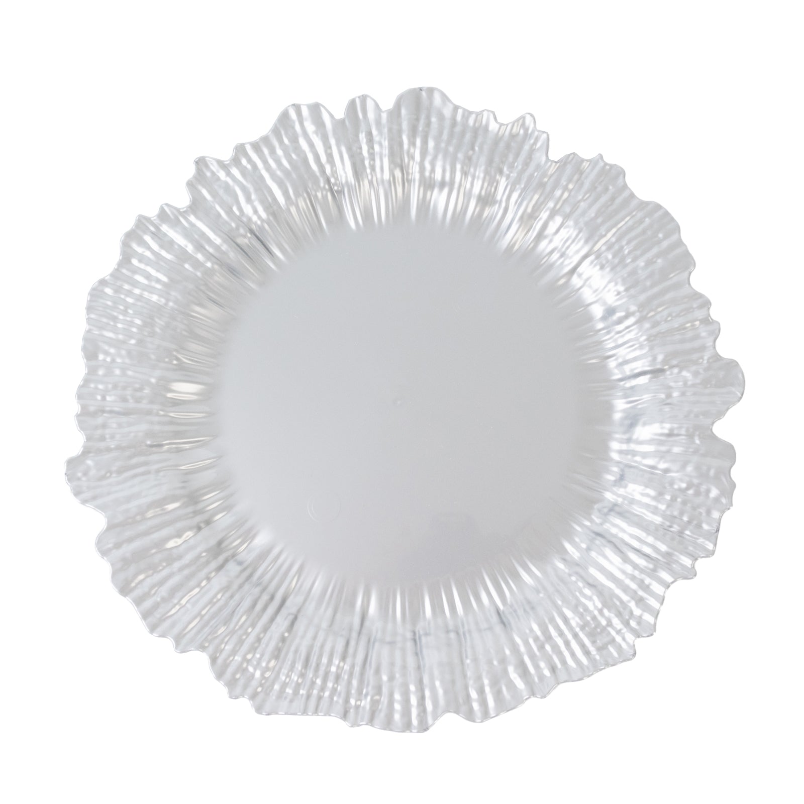 10 Pack Economy Reef Plastic Charger Plates – 13" Silver Dinner Plate Chargers for Weddings, Parties & Catering